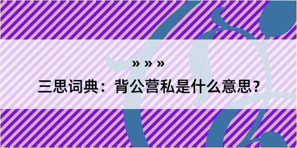 三思词典：背公营私是什么意思？