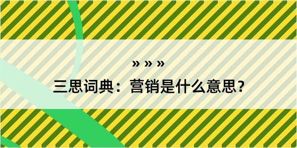 三思词典：营销是什么意思？