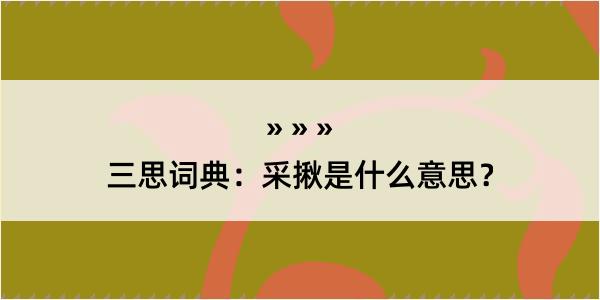 三思词典：采揪是什么意思？