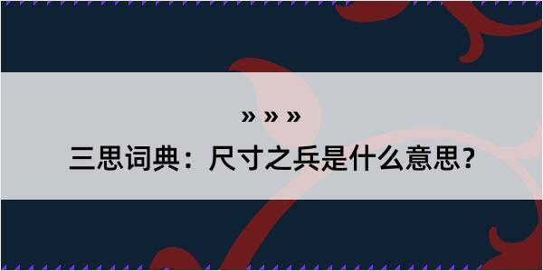 三思词典：尺寸之兵是什么意思？