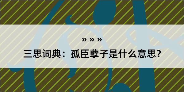 三思词典：孤臣孽子是什么意思？