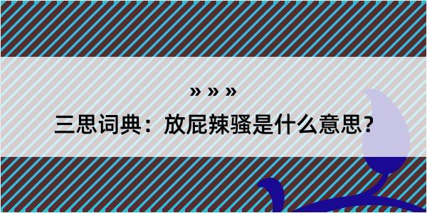 三思词典：放屁辣骚是什么意思？