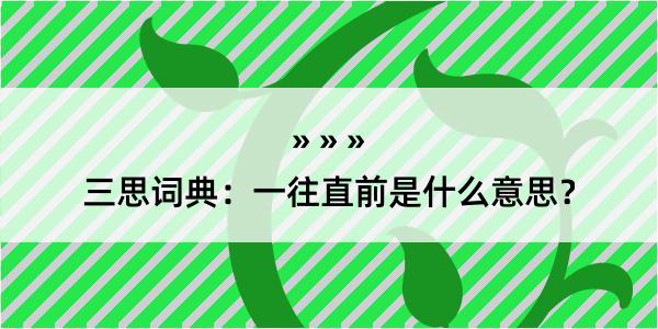 三思词典：一往直前是什么意思？