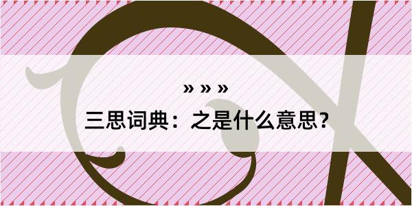 三思词典：之是什么意思？