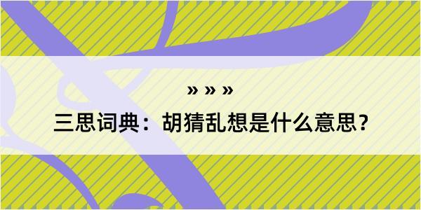 三思词典：胡猜乱想是什么意思？