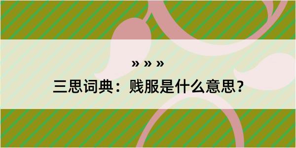 三思词典：贱服是什么意思？