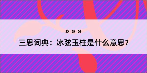 三思词典：冰弦玉柱是什么意思？