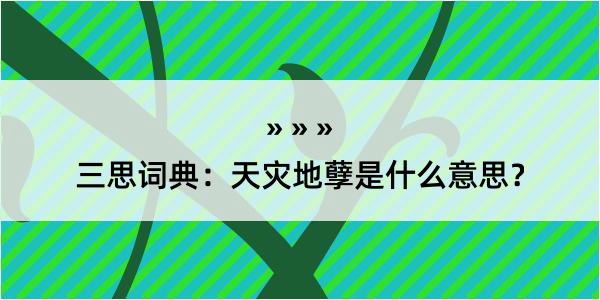 三思词典：天灾地孽是什么意思？