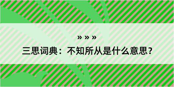 三思词典：不知所从是什么意思？