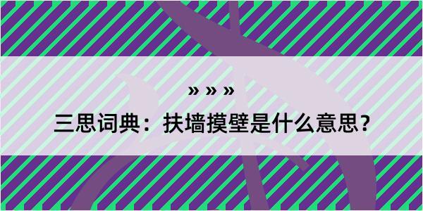 三思词典：扶墙摸壁是什么意思？