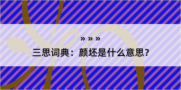 三思词典：颜坯是什么意思？