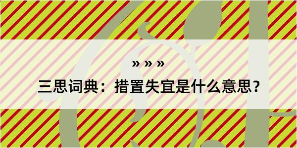 三思词典：措置失宜是什么意思？