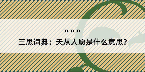 三思词典：天从人愿是什么意思？