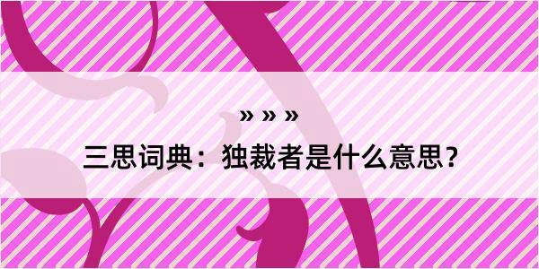 三思词典：独裁者是什么意思？