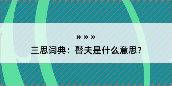 三思词典：瞽夫是什么意思？