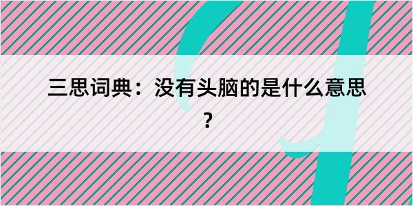 三思词典：没有头脑的是什么意思？