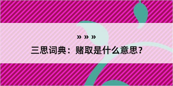 三思词典：赌取是什么意思？