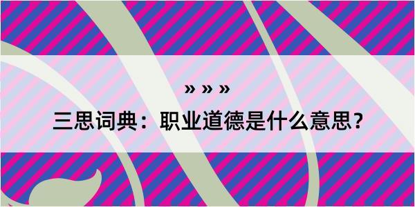 三思词典：职业道德是什么意思？