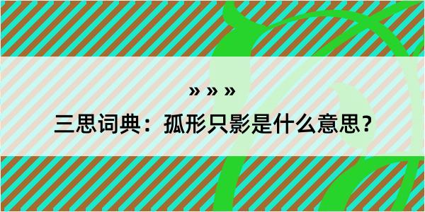 三思词典：孤形只影是什么意思？