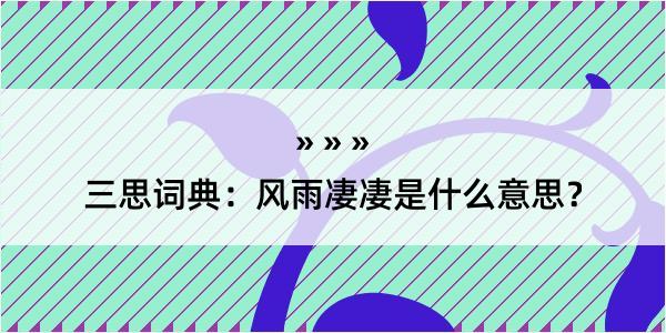 三思词典：风雨凄凄是什么意思？