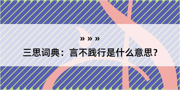 三思词典：言不践行是什么意思？