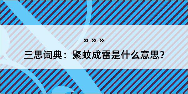 三思词典：聚蚊成雷是什么意思？