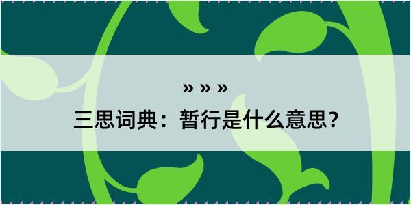 三思词典：暂行是什么意思？