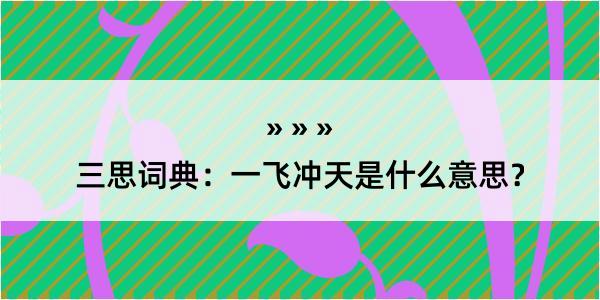 三思词典：一飞冲天是什么意思？