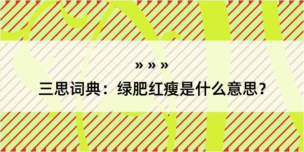 三思词典：绿肥红瘦是什么意思？