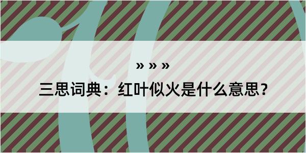 三思词典：红叶似火是什么意思？