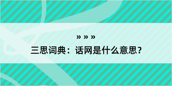 三思词典：话网是什么意思？