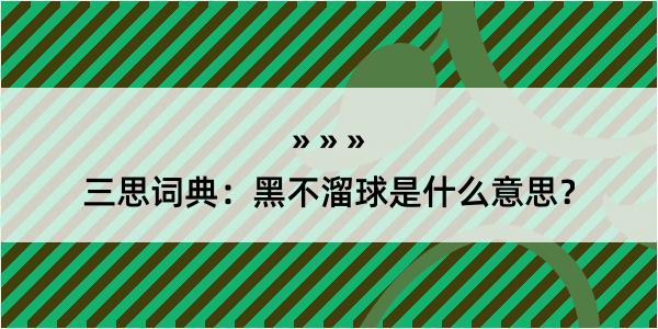 三思词典：黑不溜球是什么意思？