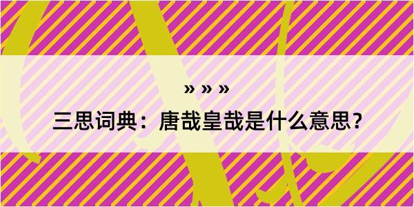 三思词典：唐哉皇哉是什么意思？