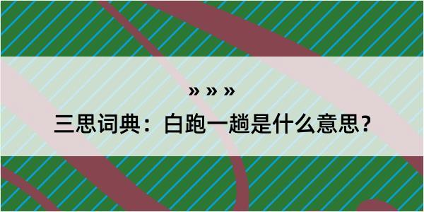 三思词典：白跑一趟是什么意思？