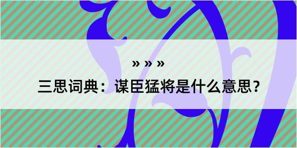 三思词典：谋臣猛将是什么意思？