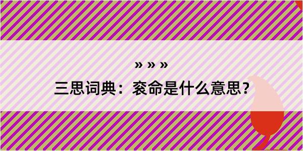 三思词典：衮命是什么意思？