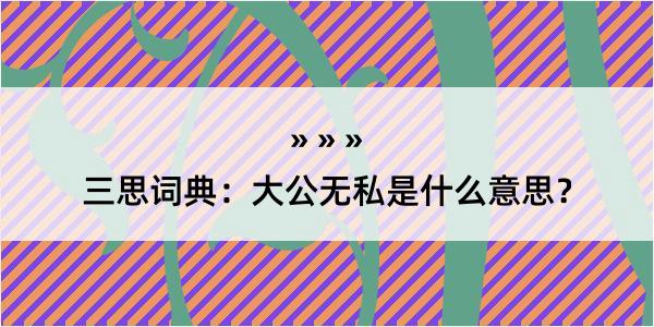 三思词典：大公无私是什么意思？