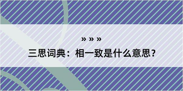 三思词典：相一致是什么意思？