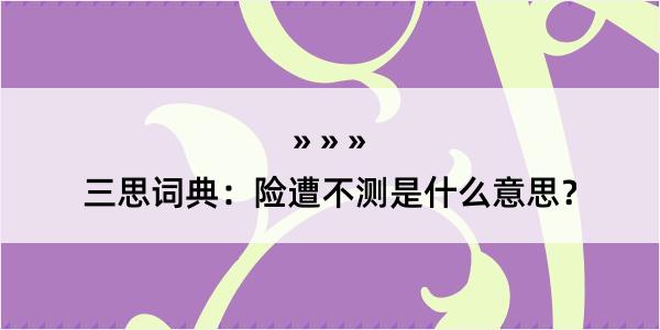 三思词典：险遭不测是什么意思？