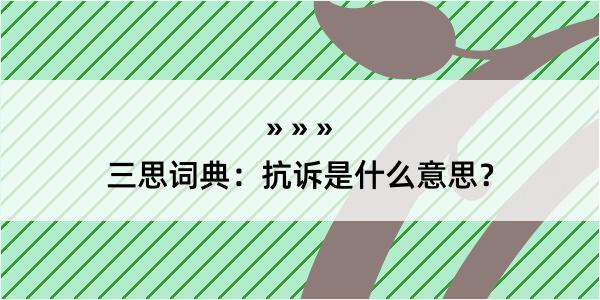 三思词典：抗诉是什么意思？