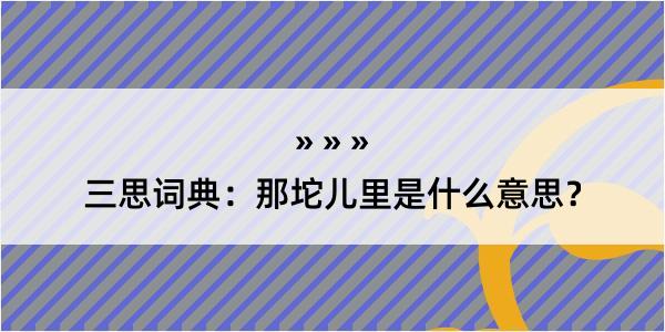 三思词典：那坨儿里是什么意思？