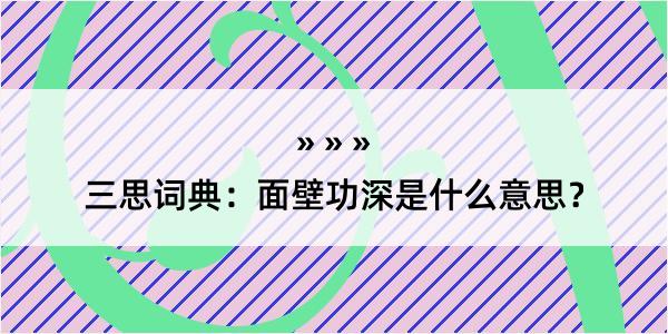 三思词典：面壁功深是什么意思？