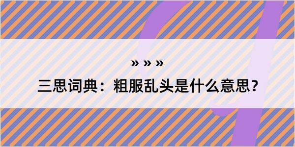 三思词典：粗服乱头是什么意思？