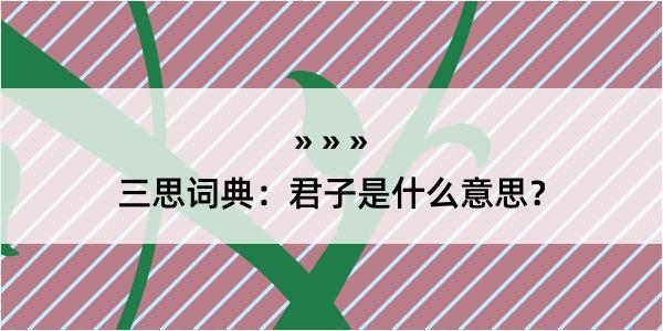 三思词典：君子是什么意思？