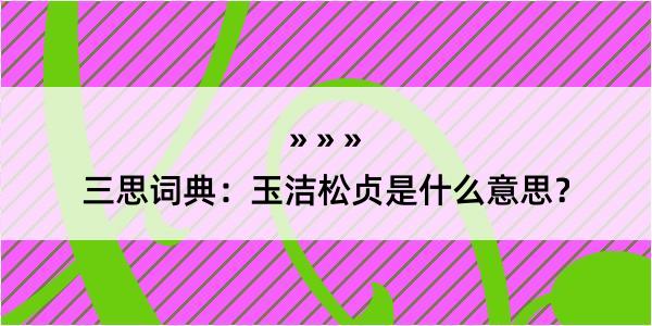 三思词典：玉洁松贞是什么意思？