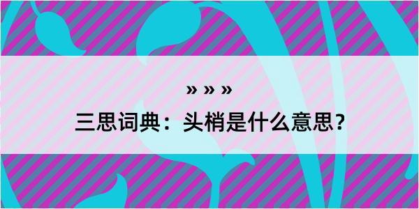 三思词典：头梢是什么意思？