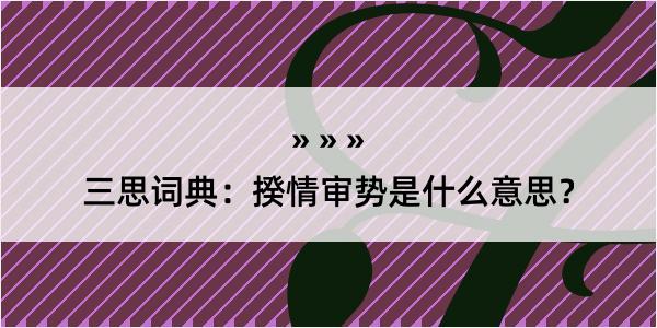 三思词典：揆情审势是什么意思？