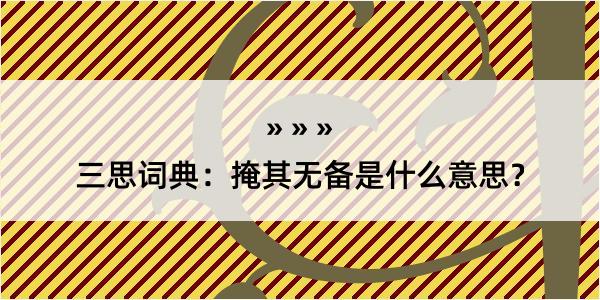 三思词典：掩其无备是什么意思？