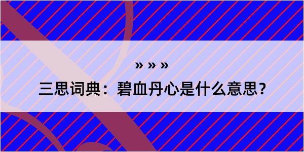 三思词典：碧血丹心是什么意思？