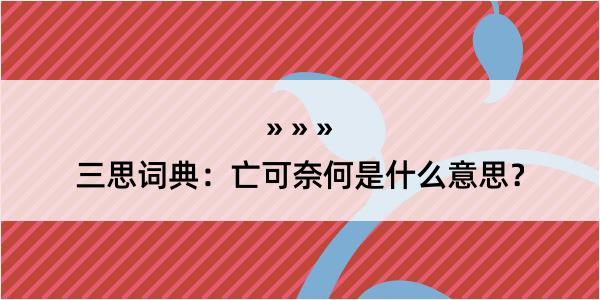 三思词典：亡可奈何是什么意思？